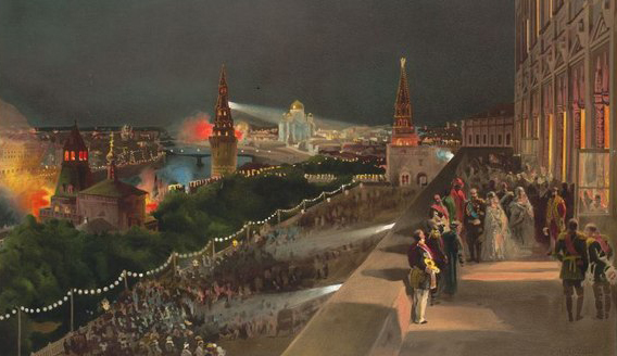 Электрическая иллюминация в Москве в честь коронации императора Александра III